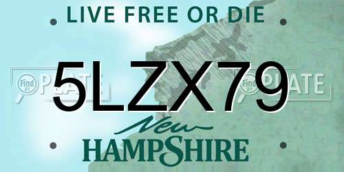 5LZX79 New Hampshire License Plate