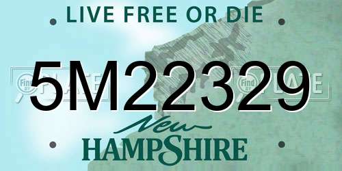 5M22329 New Hampshire License Plate
