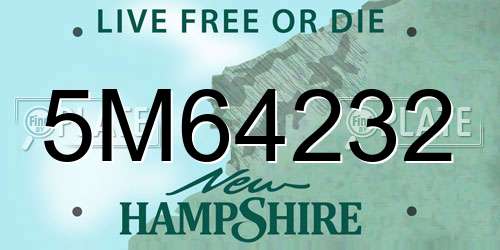 5M64232 New Hampshire License Plate