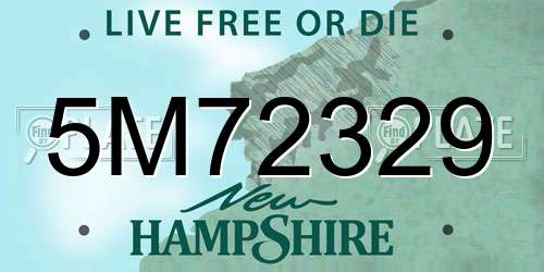 5M72329 New Hampshire License Plate