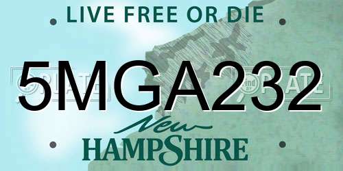 5MGA232 New Hampshire License Plate