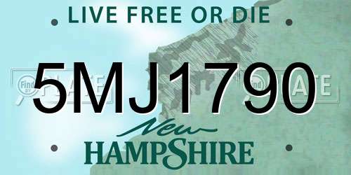 5MJ1790 New Hampshire License Plate