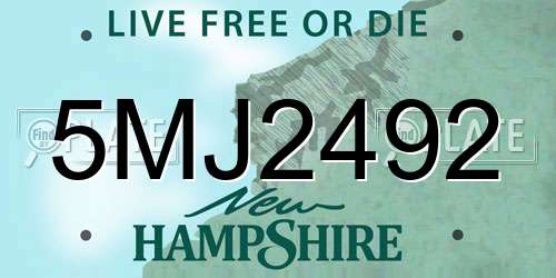 5MJ2492 New Hampshire License Plate
