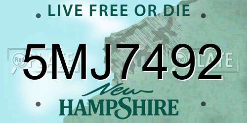 5MJ7492 New Hampshire License Plate