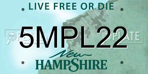 5MPL22 New Hampshire License Plate