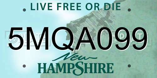 5MQA099 New Hampshire License Plate