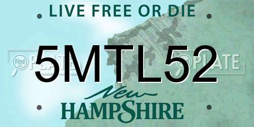 5MTL52 New Hampshire License Plate