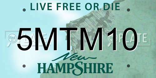 5MTM10 New Hampshire License Plate