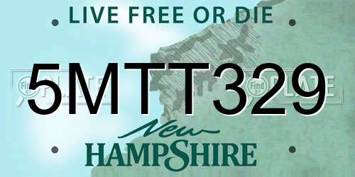 5MTT329 New Hampshire License Plate
