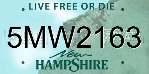 5MW2163 New Hampshire License Plate