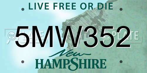 5MW352 New Hampshire License Plate