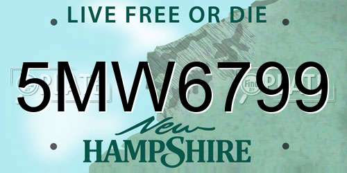 5MW6799 New Hampshire License Plate