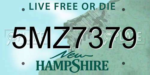 5MZ7379 New Hampshire License Plate