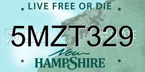 5MZT329 New Hampshire License Plate