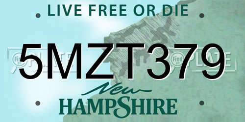 5MZT379 New Hampshire License Plate