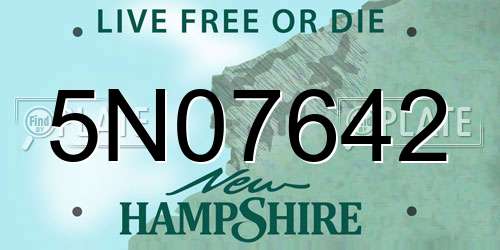 5N07642 New Hampshire License Plate