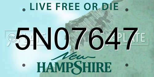 5N07647 New Hampshire License Plate