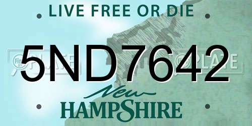 5ND7642 New Hampshire License Plate