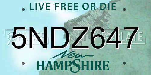 5NDZ647 New Hampshire License Plate