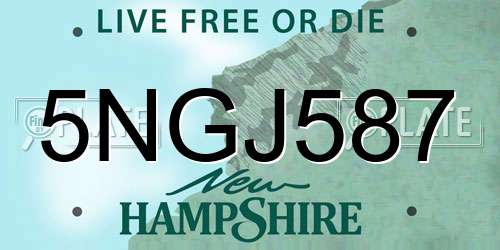 5NGJ587 New Hampshire License Plate