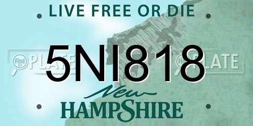 5NI818 New Hampshire License Plate