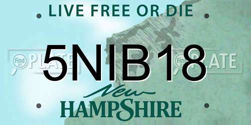 5NIB18 New Hampshire License Plate