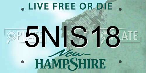 5NIS18 New Hampshire License Plate