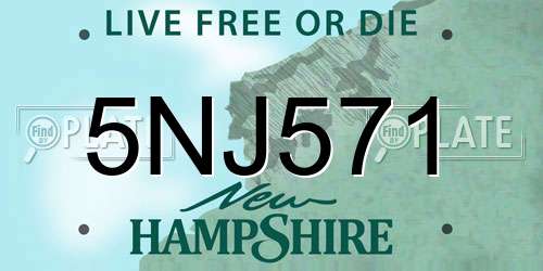 5NJ571 New Hampshire License Plate