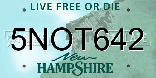 5NOT642 New Hampshire License Plate