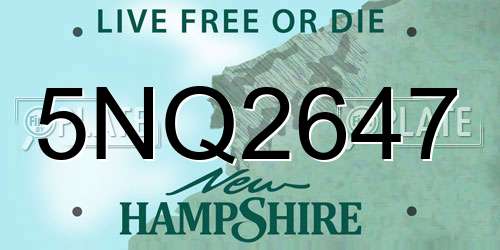5NQ2647 New Hampshire License Plate