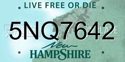 5NQ7642 New Hampshire License Plate