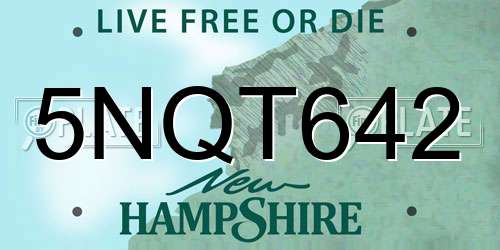 5NQT642 New Hampshire License Plate