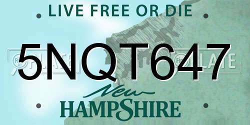 5NQT647 New Hampshire License Plate