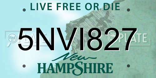 5NVI827 New Hampshire License Plate