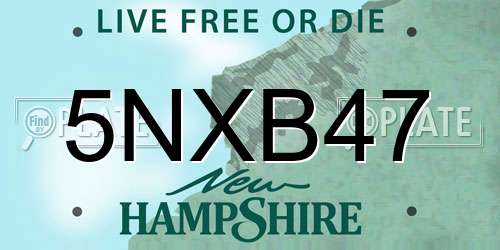 5NXB47 New Hampshire License Plate