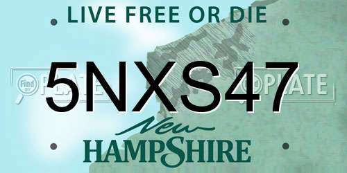 5NXS47 New Hampshire License Plate
