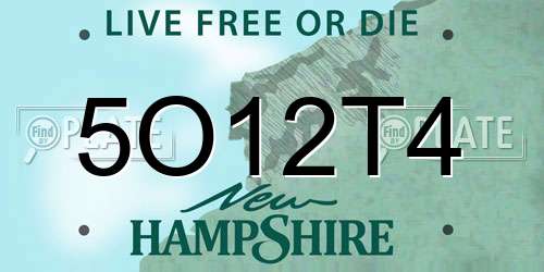 5O12T4 New Hampshire License Plate