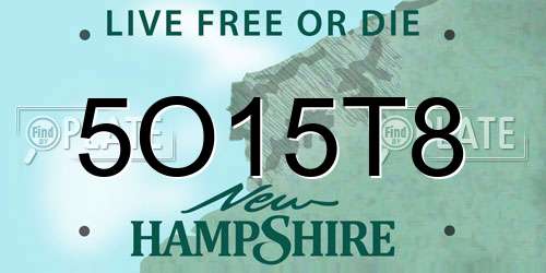 5O15T8 New Hampshire License Plate