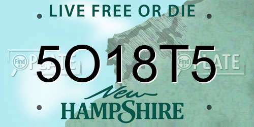 5O18T5 New Hampshire License Plate