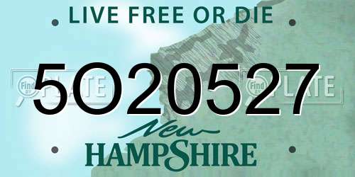 5O20527 New Hampshire License Plate