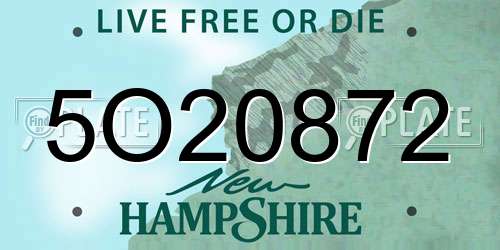 5O20872 New Hampshire License Plate
