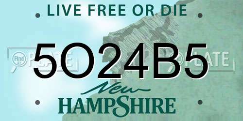 5O24B5 New Hampshire License Plate