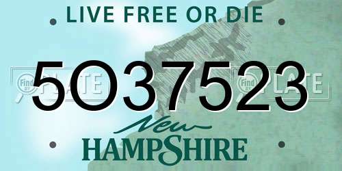 5O37523 New Hampshire License Plate