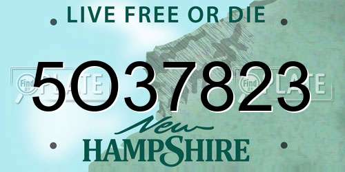 5O37823 New Hampshire License Plate