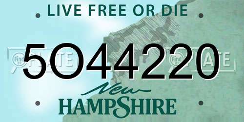 5O44220 New Hampshire License Plate