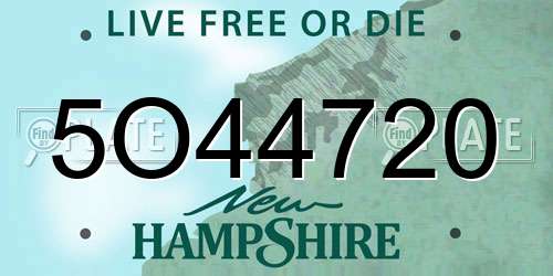5O44720 New Hampshire License Plate