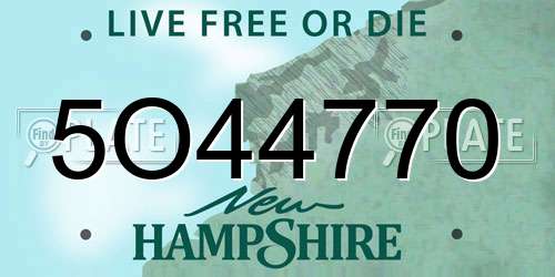 5O44770 New Hampshire License Plate
