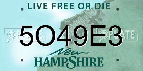 5O49E3 New Hampshire License Plate