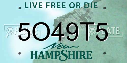 5O49T5 New Hampshire License Plate