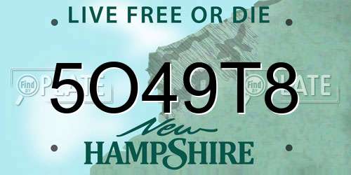 5O49T8 New Hampshire License Plate